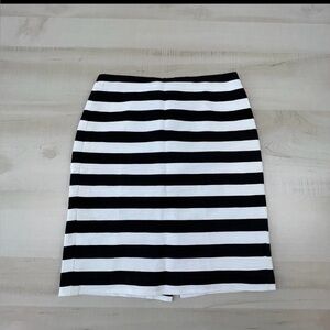 Ann Taylor Black and White Striped Pencil Skirt
